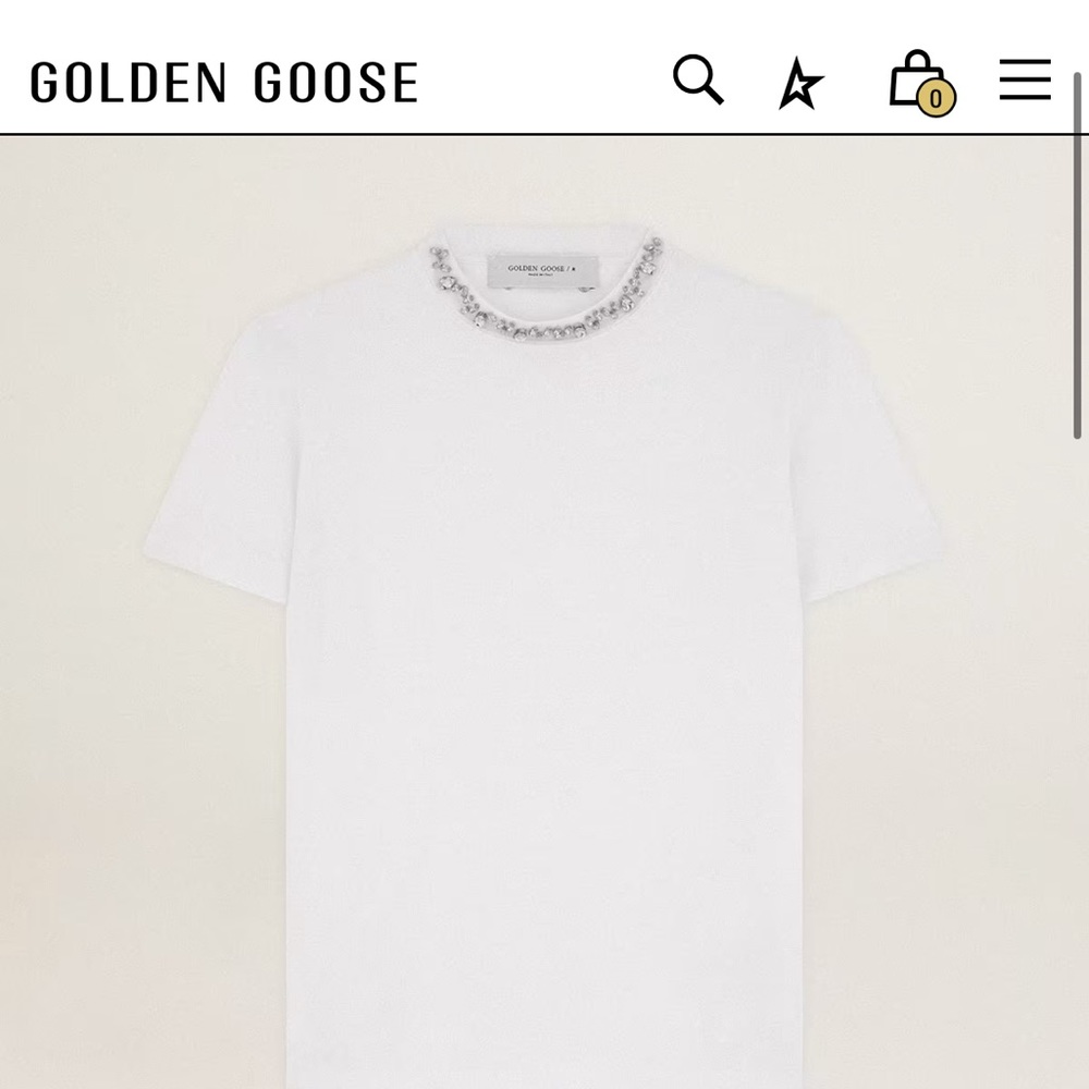 Golden Goose Women's white T-shirt with cabochon crystals